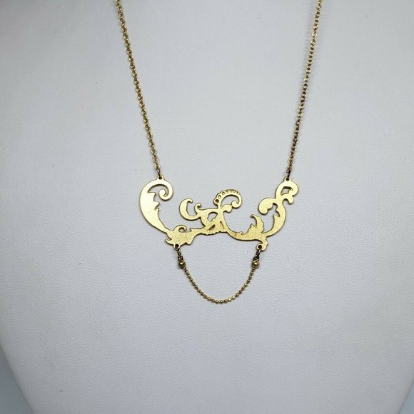 SALE! SHLOMIT OFIR Pendant Chain Necklace Gold Tone Layering Choker - Picture 6 of 12